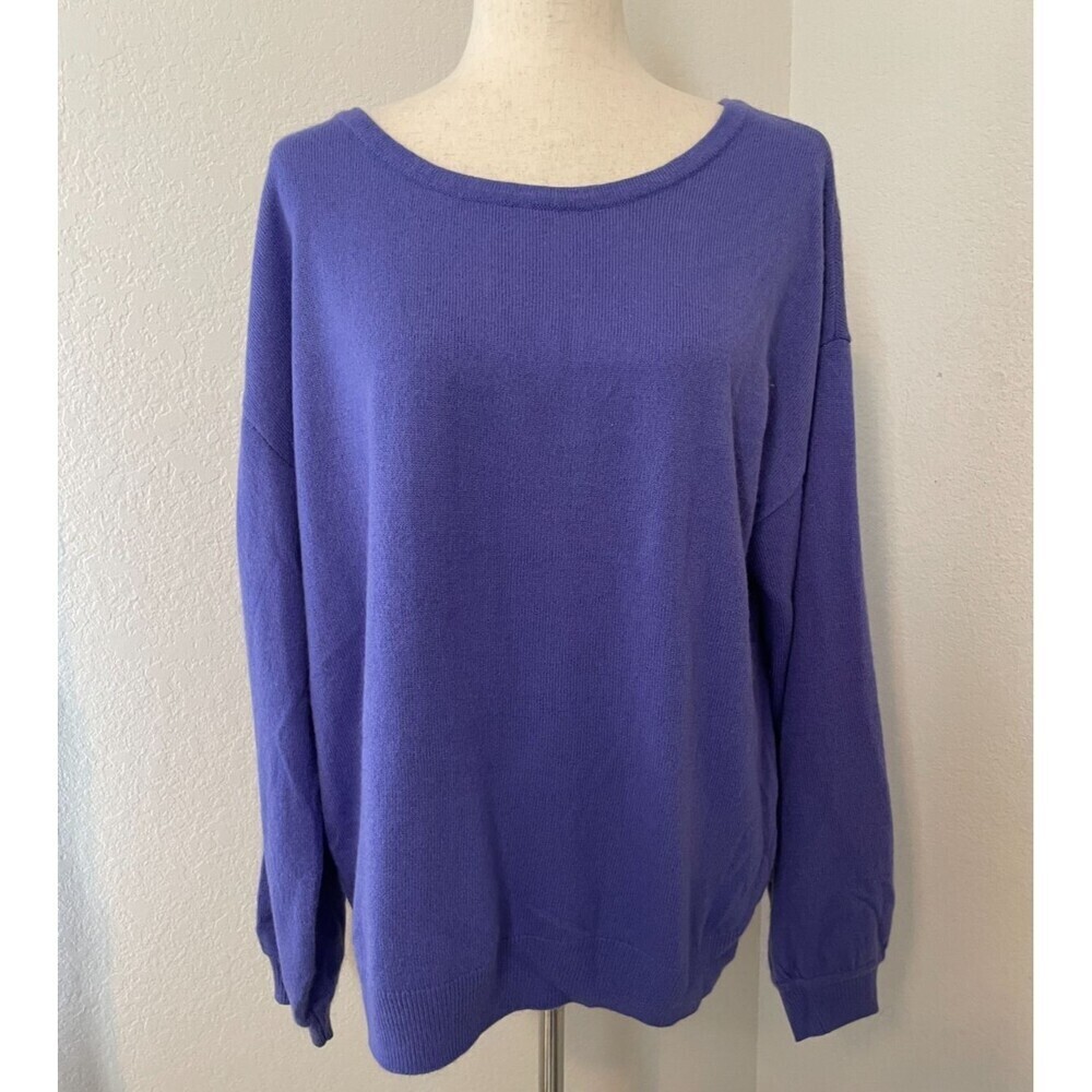 New York & Co Women Sweater XXL Purple Long Sleeve Pullover Soft Knit Cross Back